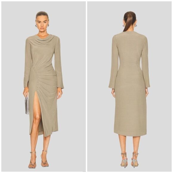 JONATHAN SIMKHAI BRYANNA MIDI DRESS OLIVE- Size 6 - Picture 1 of 10